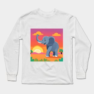 Cute kids Elephant Drawing Long Sleeve T-Shirt